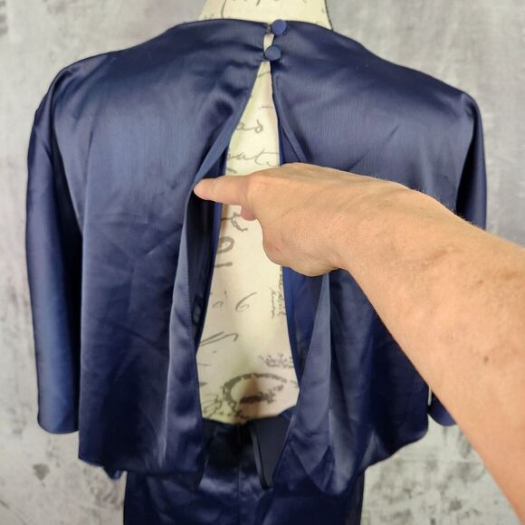 Asos Curve Dress Womens 18 Blue Faux Wrap Kimono Sleeve Open Back Sexy Party - Picture 8 of 15